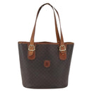 CELINE Macadam Canvas Tote Bag PVC Leather Brown Gold Auth ka2135-13
