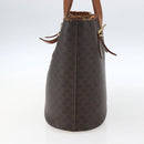 CELINE Macadam Canvas Tote Bag PVC Leather Brown Gold Auth ka2135-4
