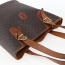 CELINE Macadam Canvas Tote Bag PVC Leather Brown Gold Auth ka2135-6