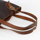 CELINE Macadam Canvas Tote Bag PVC Leather Brown Gold Auth ka2135-7