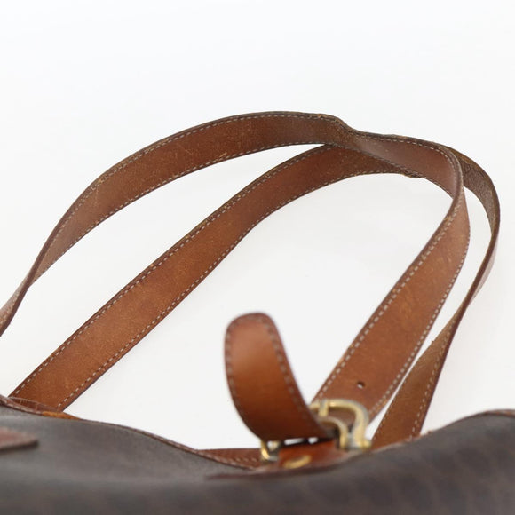 CELINE Macadam Canvas Tote Bag PVC Leather Brown Gold Auth ka2135