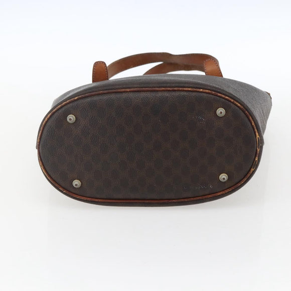 CELINE Macadam Canvas Tote Bag PVC Leather Brown Gold Auth ka2135