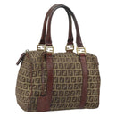 FENDI Zucchino Canvas Hand Bag Beige Gold Auth ka2154-1