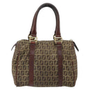 FENDI Zucchino Canvas Hand Bag Beige Gold Auth ka2154-2