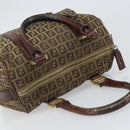 FENDI Zucchino Canvas Hand Bag Beige Gold Auth ka2154-6