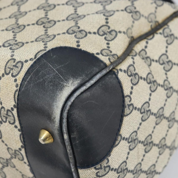 GUCCI GG Supreme Sherry Line Hand Bag PVC Navy Gold Auth ka2155