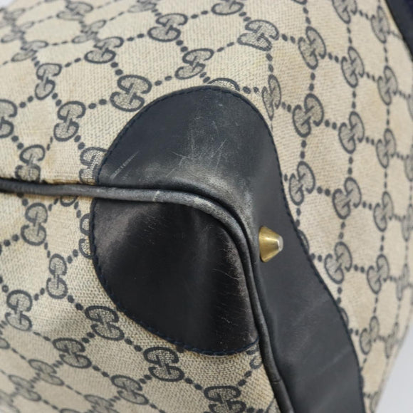 GUCCI GG Supreme Sherry Line Hand Bag PVC Navy Gold Auth ka2155