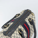 GUCCI GG Supreme Sherry Line Hand Bag PVC Navy Gold Auth ka2155-6