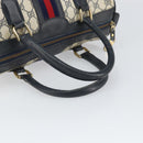 GUCCI GG Supreme Sherry Line Hand Bag PVC Navy Gold Auth ka2155-7
