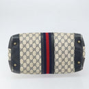 GUCCI GG Supreme Sherry Line Hand Bag PVC Navy Gold Auth ka2155-9