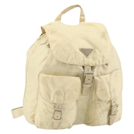 PRADA Backpack Nylon Ivory Silver Auth ka2156