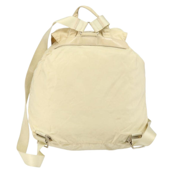 PRADA Backpack Nylon Ivory Silver Auth ka2156