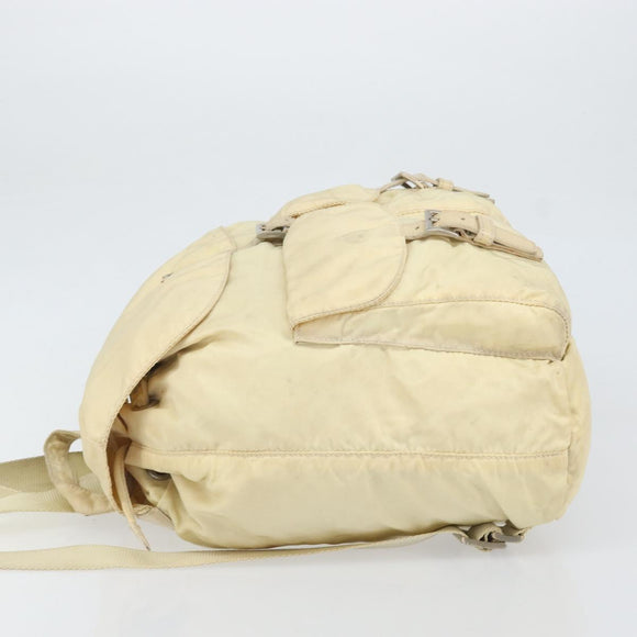 PRADA Backpack Nylon Ivory Silver Auth ka2156