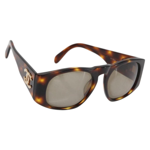 CHANEL Sunglasses plastic Brown CC Auth ka2158