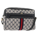 GUCCI GG Supreme Sherry Line Shoulder Bag PVC Navy Gold 68 02 005 Auth ka216-1