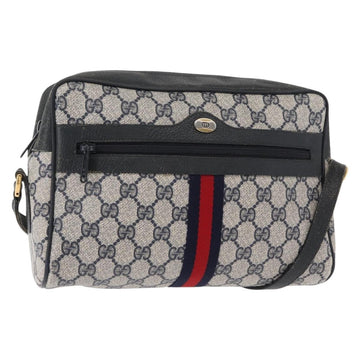 GUCCI GG Supreme Sherry Line Shoulder Bag PVC Navy Gold 68 02 005 Auth ka216