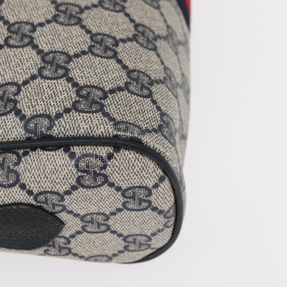 GUCCI GG Supreme Sherry Line Shoulder Bag PVC Navy Gold 68 02 005 Auth ka216