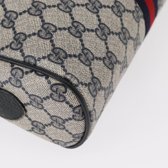 GUCCI GG Supreme Sherry Line Shoulder Bag PVC Navy Gold 68 02 005 Auth ka216