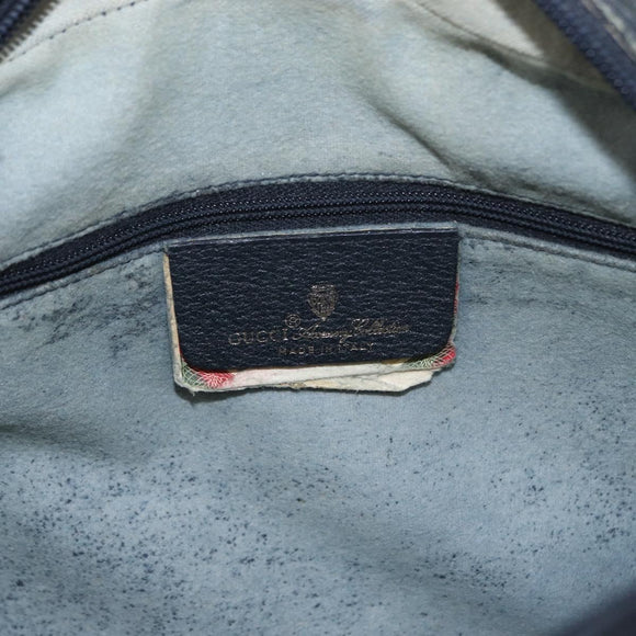 GUCCI GG Supreme Sherry Line Shoulder Bag PVC Navy Gold 68 02 005 Auth ka216