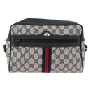 GUCCI GG Supreme Sherry Line Shoulder Bag PVC Navy Gold 68 02 005 Auth ka216-13