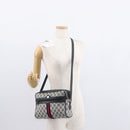 GUCCI GG Supreme Sherry Line Shoulder Bag PVC Navy Gold 68 02 005 Auth ka216-26