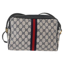 GUCCI GG Supreme Sherry Line Shoulder Bag PVC Navy Gold 68 02 005 Auth ka216-2