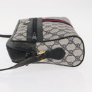 GUCCI GG Supreme Sherry Line Shoulder Bag PVC Navy Gold 68 02 005 Auth ka216-5