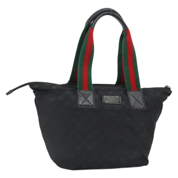 GUCCI GG Canvas Web Sherry Line Hand Bag Black 131230 Auth ka2166