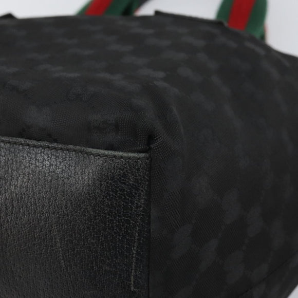 GUCCI GG Canvas Web Sherry Line Hand Bag Black 131230 Auth ka2166