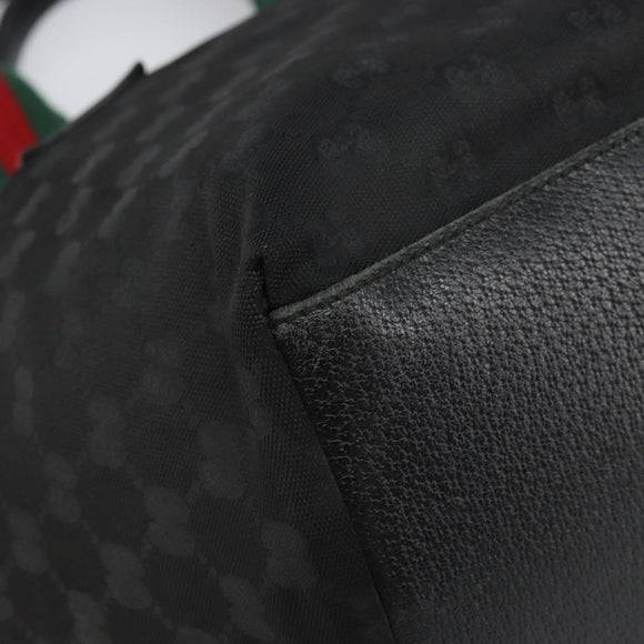 GUCCI GG Canvas Web Sherry Line Hand Bag Black 131230 Auth ka2166
