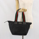 GUCCI GG Canvas Web Sherry Line Hand Bag Black 131230 Auth ka2166-23