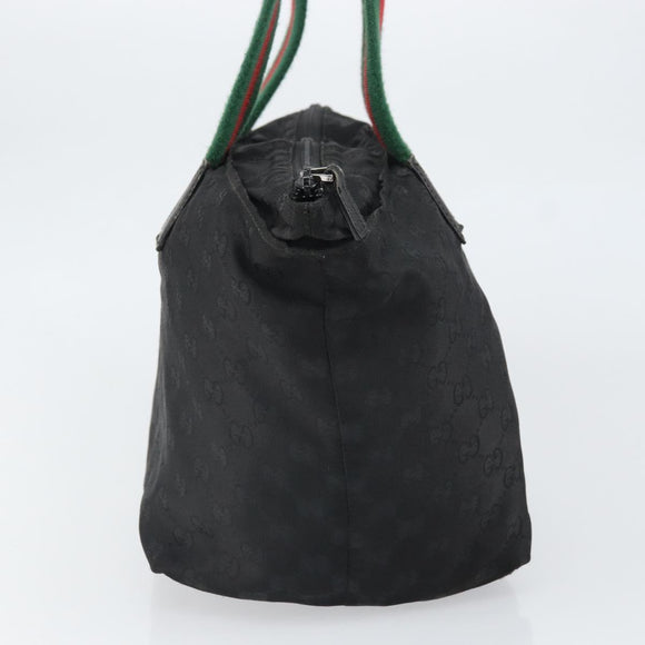 GUCCI GG Canvas Web Sherry Line Hand Bag Black 131230 Auth ka2166