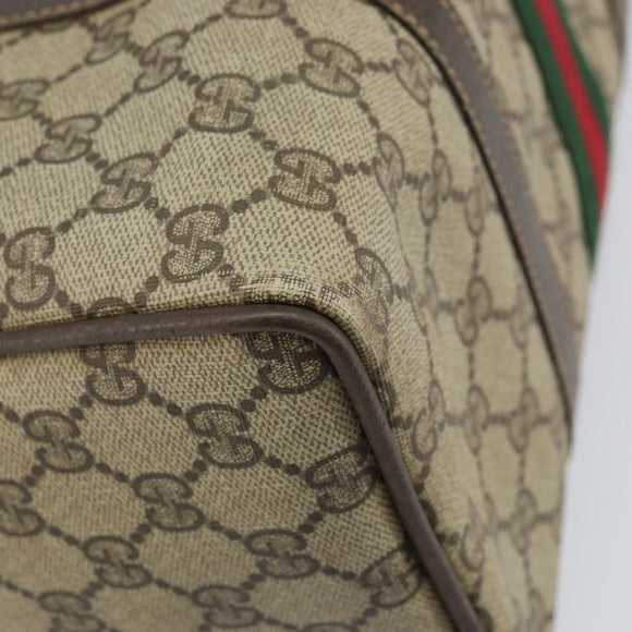 GUCCI GG Supreme Web Sherry Line Hand Bag PVC Beige Gold 24 012 3842 Auth ka2171