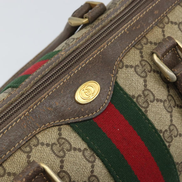 GUCCI GG Supreme Web Sherry Line Hand Bag PVC Beige Gold 24 012 3842 Auth ka2171
