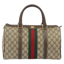 GUCCI GG Supreme Web Sherry Line Hand Bag PVC Beige Gold 24 012 3842 Auth ka2171-2