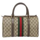 GUCCI GG Supreme Web Sherry Line Hand Bag PVC Beige Gold 24 012 3842 Auth ka2171-3