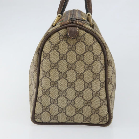 GUCCI GG Supreme Web Sherry Line Hand Bag PVC Beige Gold 24 012 3842 Auth ka2171