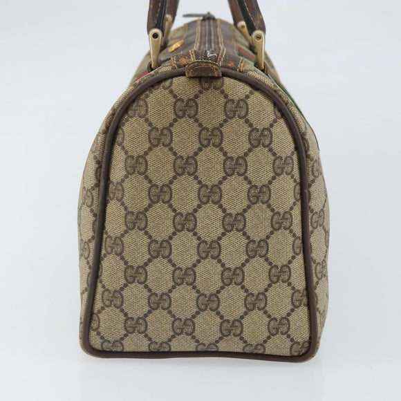 GUCCI GG Supreme Web Sherry Line Hand Bag PVC Beige Gold 24 012 3842 Auth ka2171