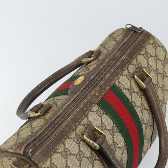 GUCCI GG Supreme Web Sherry Line Hand Bag PVC Beige Gold 24 012 3842 Auth ka2171