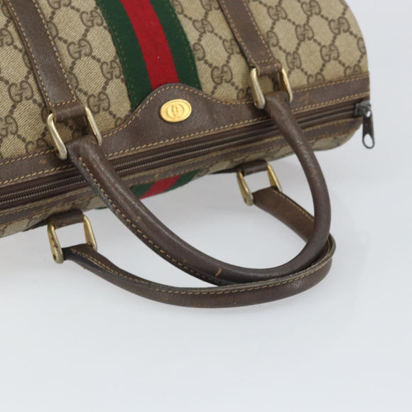 GUCCI GG Supreme Web Sherry Line Hand Bag PVC Beige Gold 24 012 3842 Auth ka2171