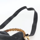 GUCCI Bamboo Shoulder Bag Leather 2way Black Gold 001 2113 1638 Auth ka2177-15