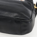 GUCCI Bamboo Shoulder Bag Leather 2way Black Gold 001 2113 1638 Auth ka2177-16