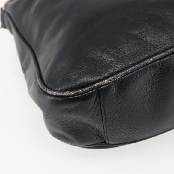 GUCCI Bamboo Shoulder Bag Leather 2way Black Gold 001 2113 1638 Auth ka2177