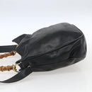 GUCCI Bamboo Shoulder Bag Leather 2way Black Gold 001 2113 1638 Auth ka2177-3