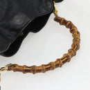 GUCCI Bamboo Shoulder Bag Leather 2way Black Gold 001 2113 1638 Auth ka2177-7