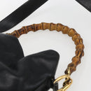 GUCCI Bamboo Shoulder Bag Leather 2way Black Gold 001 2113 1638 Auth ka2177-14
