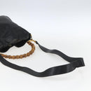 GUCCI Bamboo Shoulder Bag Leather 2way Black Gold 001 2113 1638 Auth ka2177-8