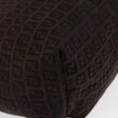 FENDI Zucchino Canvas Tote Bag Brown Silver Auth ka2178-9