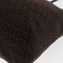 FENDI Zucchino Canvas Tote Bag Brown Silver Auth ka2178-14