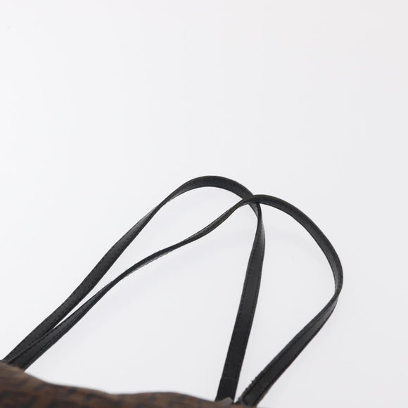 FENDI Zucchino Canvas Tote Bag Brown Silver Auth ka2178